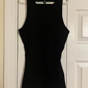 Black Sleeveless Ribbed Tank